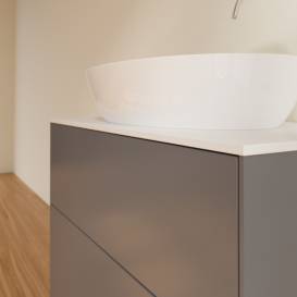 Тумба під раковину Villeroy & Boch Finion 80х50,1 см з підсвічуванням антрацит матовий лак/скло біле матове G87100GK