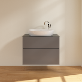 Тумба під раковину Villeroy & Boch Finion 80х50,1 см з підсвічуванням МДФ антрацит матовий лак/скло чорне матове G87200GK