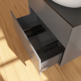 Тумба під раковину Villeroy & Boch Finion 80х50,1 см з підсвічуванням МДФ антрацит матовий лак/скло чорне матове G87200GK