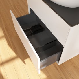 Тумба под раковину Villeroy & Boch Finion 80х50,1 см с подсветкой МДФ белый матовый лак/стекло черное матовое G87200MT