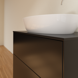 Тумба під раковину Villeroy & Boch Finion 80х50,1 см із підсвічуванням МДФ чорний матовий лак/скло чорне матове G87200PD