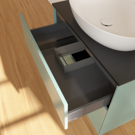 Тумба під раковину Villeroy & Boch Finion 80х50,1 см із підсвічуванням МДФ оливковий матовий лак/скло чорне матове G87200GM