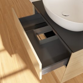 Тумба под раковину Villeroy & Boch Finion 80х50,1 см с подсветкой МДФ шпон дуба/стекло черное матовое G87200PC