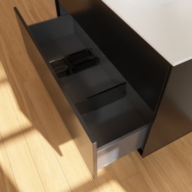 Тумба під раковину Villeroy & Boch Finion 100х50,1 см МДФ чорний матовий лак/скло біле матове F88100PD