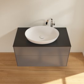 Тумба під раковину Villeroy & Boch Finion 100х50,1 см МДФ антрацит матовий лак/скло чорне матове F88200GK