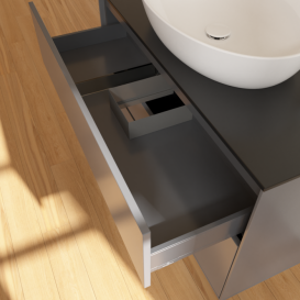 Тумба під раковину Villeroy & Boch Finion 100х50,1 см МДФ антрацит матовий лак/скло чорне матове F88200GK