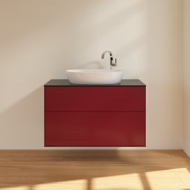 Тумба під раковину Villeroy & Boch Finion 100х50,1 см МДФ півонія матовий лак/скло чорне матове F88200HB