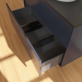 Тумба под раковину Villeroy & Boch Finion 100х50,1 см МДФ темно-синий матовый лак/стекло черное матовое F88200HG