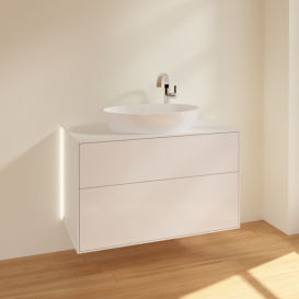 Тумба під раковину Villeroy & Boch Finion 100х50,1 см з підсвіткою МДФ білий глянцевий лак/скло біле матове G88100GF