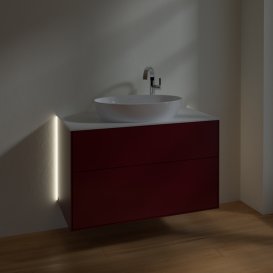 Тумба под раковину Villeroy & Boch Finion 100х50,1 см с подсветкой МДФ пион матовый лак/стекло белое матовое G88100HB