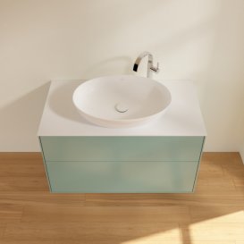 Тумба под раковину Villeroy & Boch Finion 100х50,1 см с подсветкой МДФ оливковый матовый лак/стекло белое матовое G88100GM