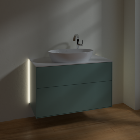 Тумба под раковину Villeroy & Boch Finion 100х50,1 см с подсветкой МДФ оливковый матовый лак/стекло белое матовое G88100GM