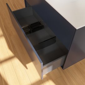 Тумба під раковину Villeroy & Boch Finion 100х50,1 см із підсвічуванням МДФ темно-синій матовий лак/скло біле матове G88100HG