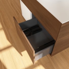 Тумба під раковину Villeroy & Boch Finion 100х50,1 см із підсвічуванням МДФ шпон волоського горіха/скло біле матове F891GFGN