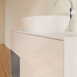 Тумба під раковину Villeroy & Boch Finion 100х50,1 см з підсвічуванням МДФ білий глянцевий лак/скло біле матове F891GKGF