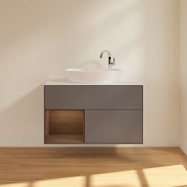 Тумба под раковину Villeroy & Boch Finion 100х50,1 см с подсветкой МДФ антрацит матовый лак/стекло белое матовое F891GNGK