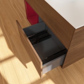 Тумба под раковину Villeroy & Boch Finion 100х50,1 см с подсветкой МДФ шпон грецкого ореха/стекло белое матовое F891HBGN