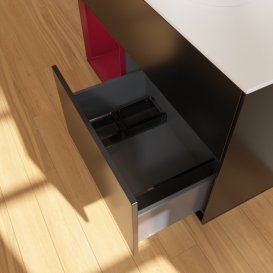 Тумба под раковину Villeroy & Boch Finion 100х50,1 см с подсветкой МДФ черный матовый лак/стекло белое матовое F891HBPD