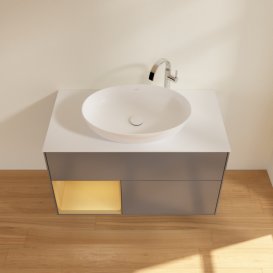 Тумба под раковину Villeroy & Boch Finion 100х50,1 см с подсветкой МДФ антрацит матовый лак/стекло белое матовое F891HFGK