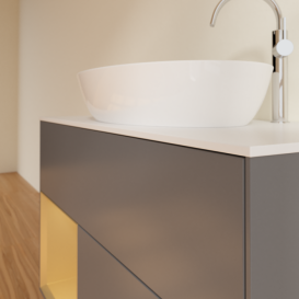 Тумба под раковину Villeroy & Boch Finion 100х50,1 см с подсветкой МДФ антрацит матовый лак/стекло белое матовое F891HFGK