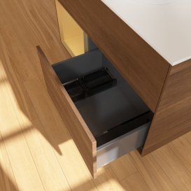 Тумба под раковину Villeroy & Boch Finion 100х50,1 см с подсветкой МДФ шпон грецкого ореха/стекло белое матовое F891HFGN