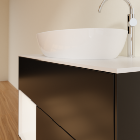 Тумба под раковину Villeroy & Boch Finion 100х50,1 см с подсветкой МДФ черный матовый лак/стекло белое матовое F891MTPD