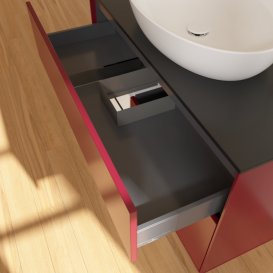 Тумба под раковину Villeroy & Boch Finion 100х50,1 см с подсветкой МДФ пион матовый лак/стекло черное матовое F892GFHB