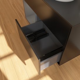 Тумба под раковину Villeroy & Boch Finion 100х50,1 см с подсветкой МДФ черный матовый лак/стекло черное матовое F892GKPD