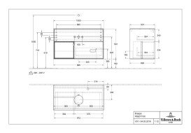 Тумба під раковину Villeroy & Boch Finion 100х50,1 см із підсвічуванням МДФ білий матовий лак/скло чорне матове F892GNMT