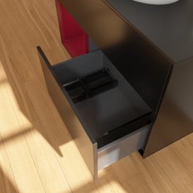 Тумба под раковину Villeroy & Boch Finion 100х50,1 см с подсветкой МДФ черный матовый лак/стекло черное матовое F892HBPD