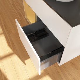 Тумба під раковину Villeroy & Boch Finion 100х50,1 см із підсвічуванням МДФ білий матовий лак/скло чорне матове F892HFMT