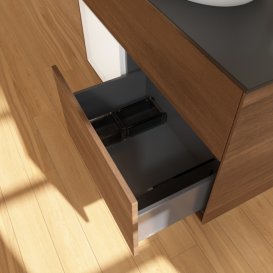 Тумба под раковину Villeroy & Boch Finion 100х50,1 см с подсветкой МДФ шпон грецкого ореха/стекло черное матовое F892MTGN