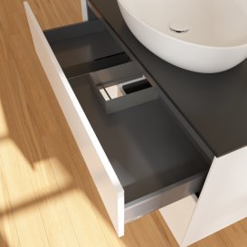 Тумба під раковину Villeroy & Boch Finion 100х50,1 см із підсвічуванням МДФ білий матовий лак/скло чорне матове F892MTMT