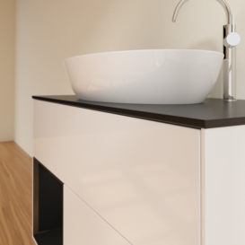 Тумба под раковину Villeroy & Boch Finion 100х50,1 см с подсветкой МДФ глянцевый белый лак/стекло черное матовое F892PDGF