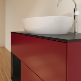 Тумба під раковину Villeroy & Boch Finion 100х50,1 см з підсвічуванням МДФ півонія матовий лак/скло чорне матове F892PDHB