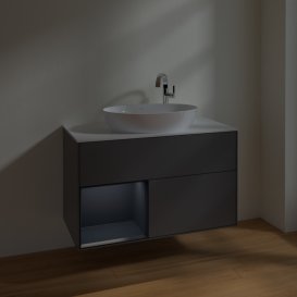 Тумба під раковину Villeroy & Boch Finion 100х50,1 см із підсвічуванням МДФ антрацит матовий лак/скло біле матове F891HGGK