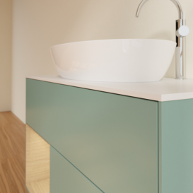 Тумба під раковину Villeroy & Boch Finion 100х50,1 см із підсвічуванням МДФ оливковий матовий лак/скло біле матове F891PCGM