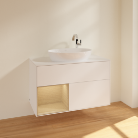 Тумба під раковину Villeroy & Boch Finion 100х50,1 см із підсвічуванням МДФ білий матовий лак/скло біле матове F891PCMT