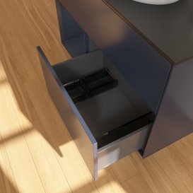 Тумба під раковину Villeroy & Boch Finion 100х50,1 см із підсвічуванням МДФ темно-синій матовий лак/скло чорне матове F892HGHG