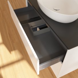 Тумба під раковину Villeroy & Boch Finion 100х50,1 см із підсвічуванням МДФ білий матовий лак/скло чорне матове F892HGMT