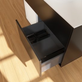 Тумба під раковину Villeroy & Boch Finion 100х50,1 см із підсвічуванням МДФ чорний матовий лак/скло біле матове G891GFPD