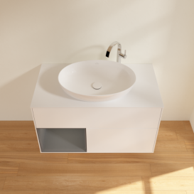 Тумба під раковину Villeroy & Boch Finion 100х50,1 см із підсвічуванням МДФ білий матовий лак/скло біле матове G891GKMT