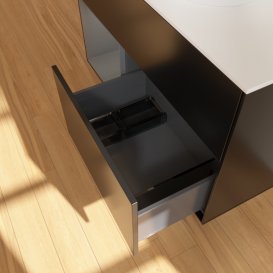 Тумба під раковину Villeroy & Boch Finion 100х50,1 см із підсвічуванням МДФ чорний матовий лак/скло біле матове G891GKPD