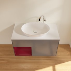 Тумба під раковину Villeroy & Boch Finion 100х50,1 см із підсвічуванням МДФ антрацит матовий лак/скло біле матове G891HBGK