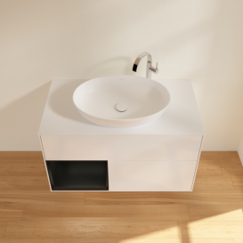 Тумба под раковину Villeroy & Boch Finion 100х50,1 см с подсветкой МДФ глянцевый белый лак/стекло белое матовое G891PDGF