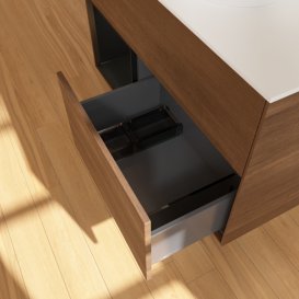 Тумба під раковину Villeroy & Boch Finion 100х50,1 см із підсвічуванням МДФ шпон волоського горіха/скло біле матове G891PDGN