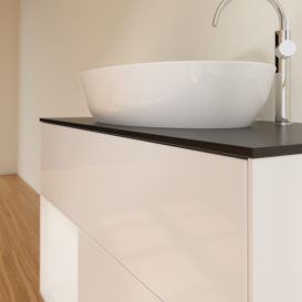 Тумба під раковину Villeroy & Boch Finion 100х50,1 см з підсвіткою МДФ білий глянцевий лак/скло чорне матове G892GFGF