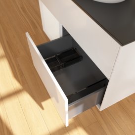 Тумба під раковину Villeroy & Boch Finion 100х50,1 см з підсвіткою МДФ білий глянцевий лак/скло чорне матове G892GFGF