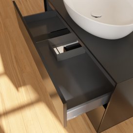 Тумба под раковину Villeroy & Boch Finion 100х50,1 см с подсветкой МДФ черный матовый лак/стекло черное матовое G892GFPD