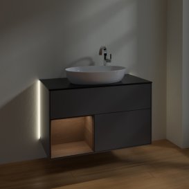 Тумба під раковину Villeroy & Boch Finion 100х50,1 см із підсвічуванням МДФ антрацит матовий лак/скло чорне матове G892GNGK